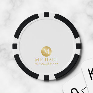 Fichas De Póquer Elegantes Groomsmen Personalizados con Oro