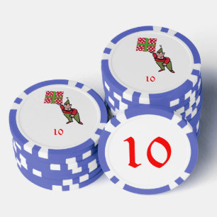Fichas De Póquer Elf con chip de poker de 10 rayas azul de Polka Do