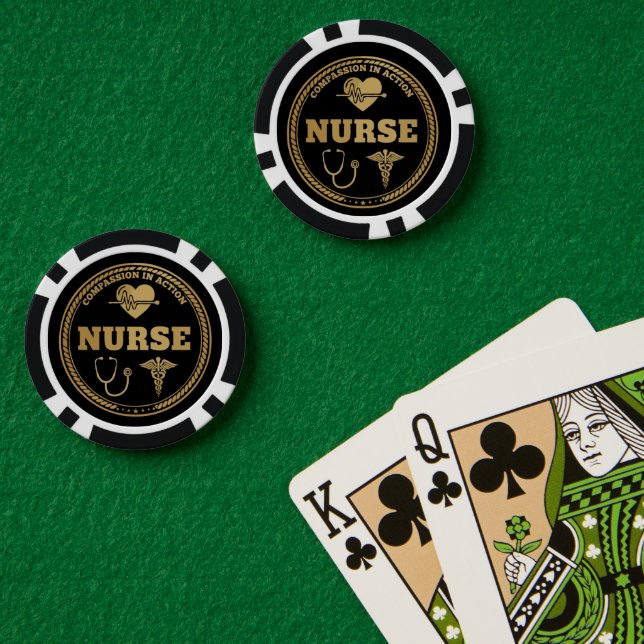 Fichas De Póquer Emblema de Enfermera Profesional | Compasión en Ac (Mesa de Poker (Doble))