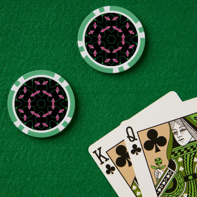 Fichas De Póquer Emerald and Pink Kaleidoscope (Mesa de Poker (Doble))