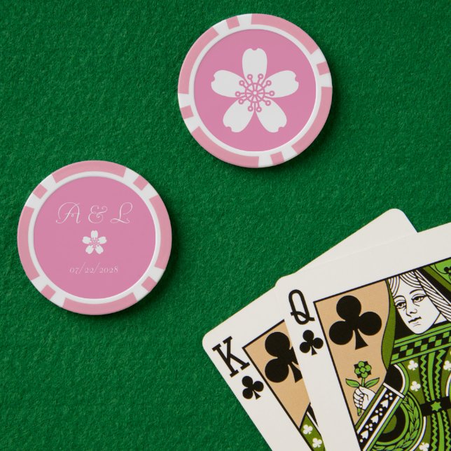 Fichas De Póquer Encantador Sakura en rosa Petal (Mesa de Poker (Doble))