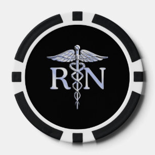 Fichas De Póquer Enfermera inscrita RN Caduceus Snakes con decoraci