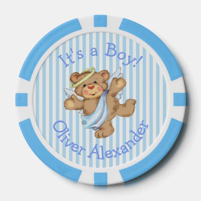 Fichas De Póquer Es un niño Personalizado Teddy Bear Angel (Anverso)