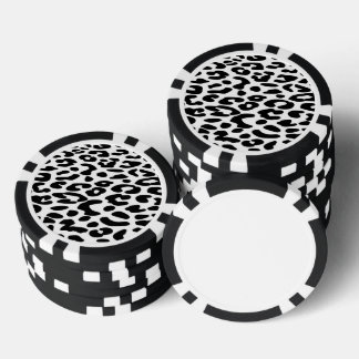 Fichas De Póquer Estampado Clásico de Leopardo en Blanco y Negro