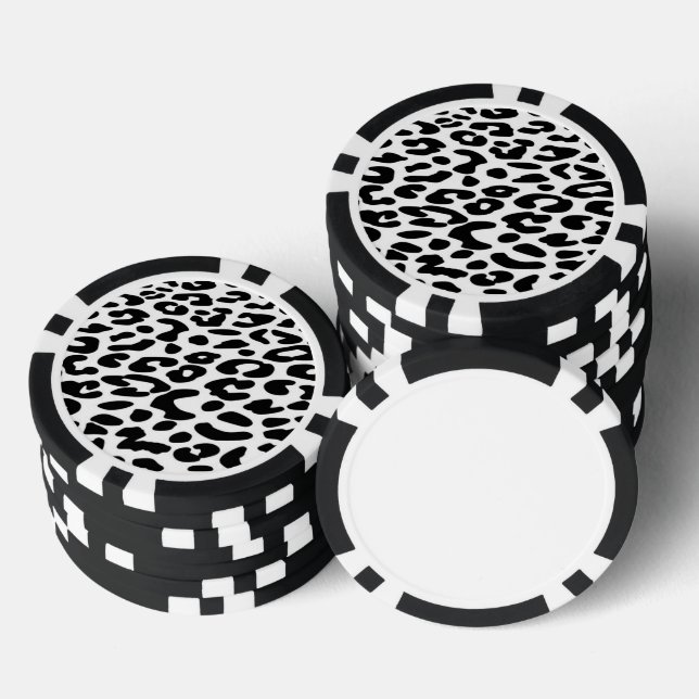 Fichas De Póquer Estampado Clásico de Leopardo en Blanco y Negro (Pila)