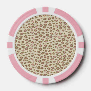 Fichas De Póquer Estampado de leopardo rosa crema