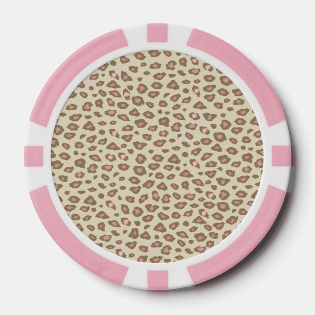 Fichas De Póquer Estampado de leopardo rosa crema (Anverso)