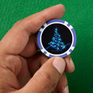 Fichas De Póquer estilizado árbol de Navidad SlipperyJoe azul brill