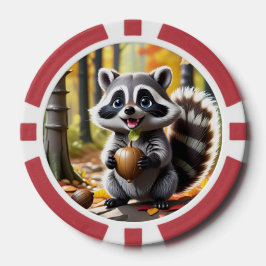 Fichas De Póquer Estilo kawaii lindo Raccoon ambiente otoño