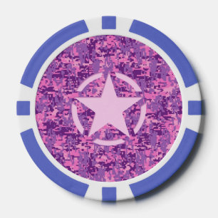 Fichas De Póquer Estrella rosa decoro al estilo de camo digital