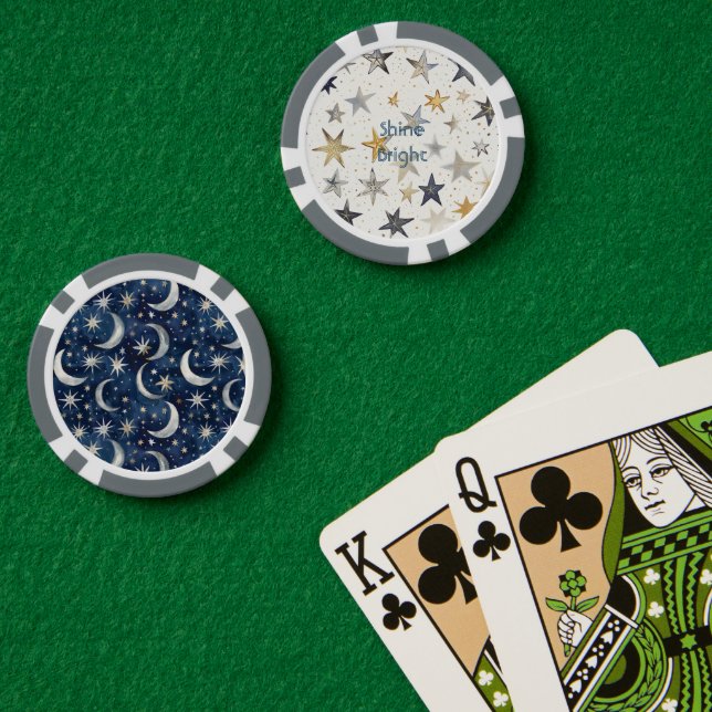 Fichas De Póquer Estrellas Azules Plateadas Doradas (Mesa de Poker (Doble))