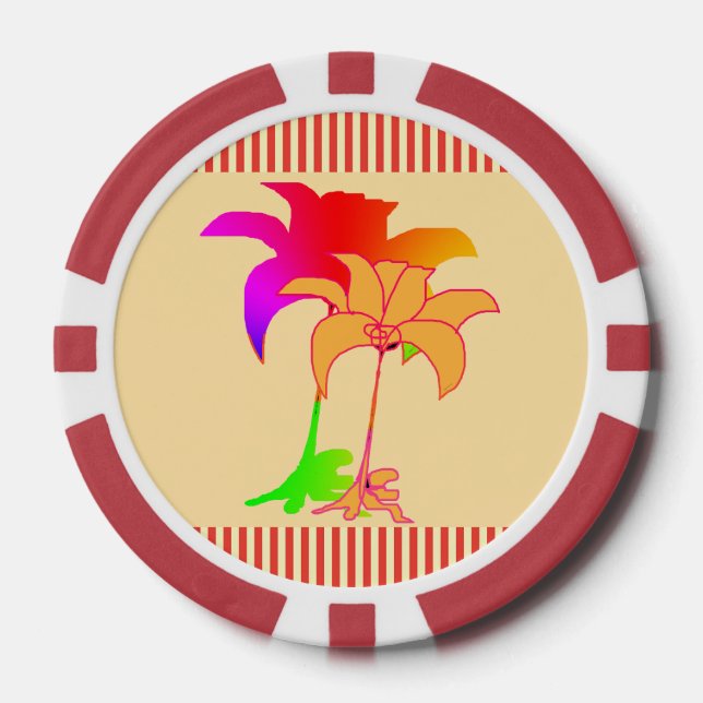 Fichas De Póquer Exhibición floral beige  (Anverso)