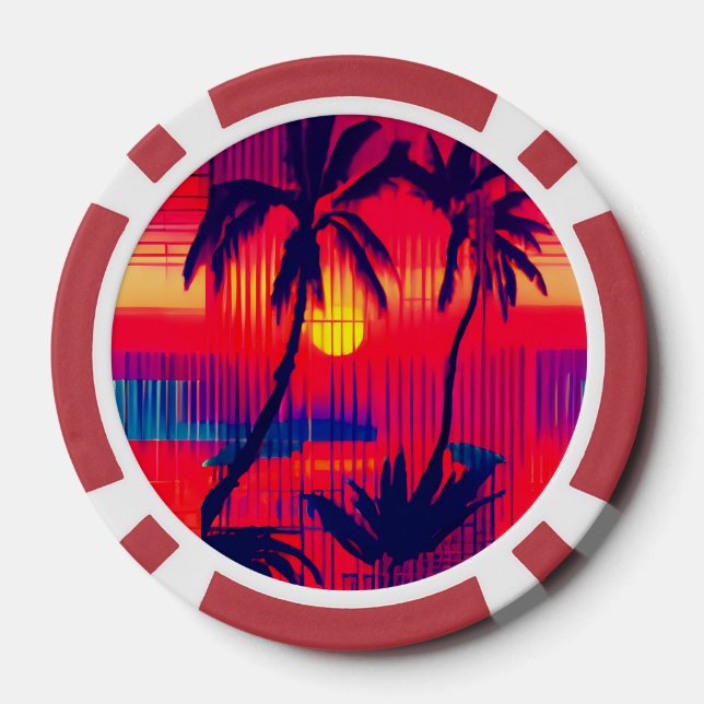 Fichas De Póquer Fantasía de escape tropical (Reverso )