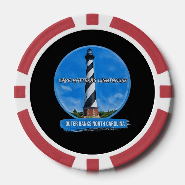 Fichas De Póquer Faro de Cape Hatteras en las orillas exteriores N. (Anverso)