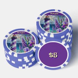 Fichas De Póquer Faro morado con Foxglove e Iris personalizado