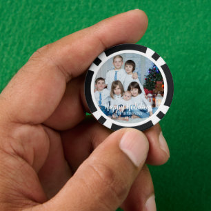 Fichas De Póquer Felices Fiestas Foto Familiar Personalizada Doble