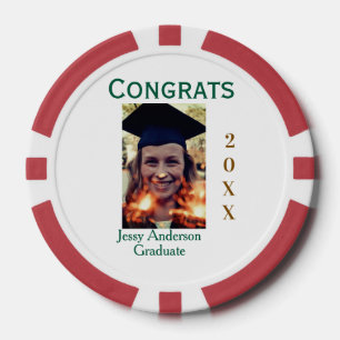 Fichas De Póquer Felicidades graduado verde dorado año 20XX nombres
