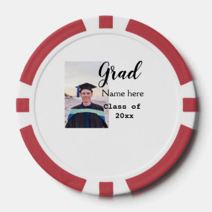Fichas De Póquer felicitación por foto de graduado añada tu nombre