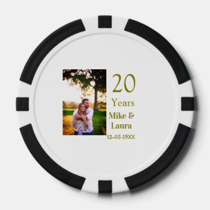 Fichas De Póquer Feliz 20º aniversario agregar nombre de la pareja 