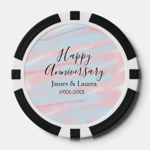 Fichas De Póquer Feliz aniversario boda nombre fecha año pastel