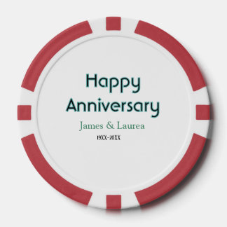 Fichas De Póquer Feliz aniversario boda nombre fecha año simple mi