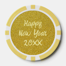 Fichas De Póquer Feliz Año Nuevo Amarillo