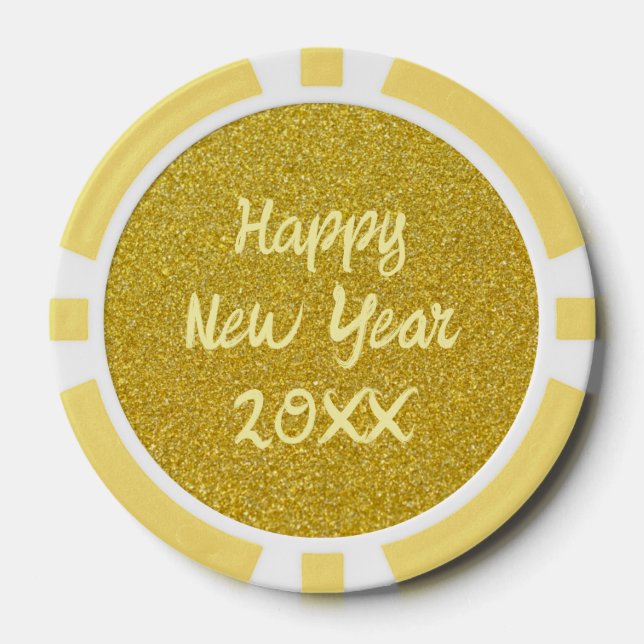 Fichas De Póquer Feliz Año Nuevo Amarillo (Anverso)