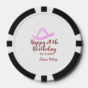Fichas De Póquer Feliz cumpleaños 20 nombre de niña vaquera rosa fe