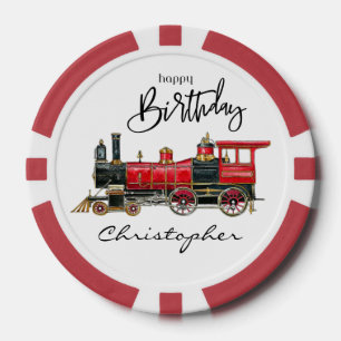 Fichas De Póquer Feliz Cumpleaños Tren Rojo