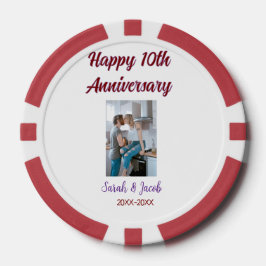 Fichas De Póquer Feliz décimo aniversario foto boda apellido d