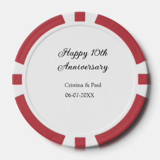 Fichas De Póquer Feliz décimo aniversario simple nombre mínimo de b