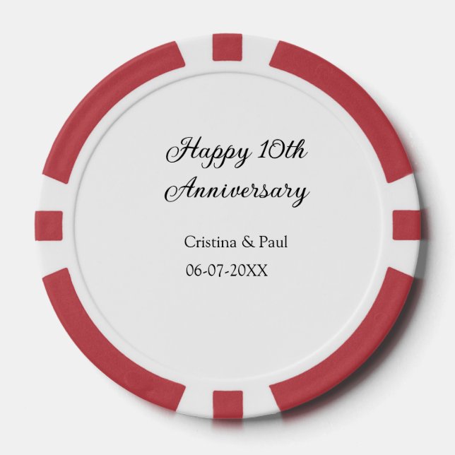 Fichas De Póquer Feliz décimo aniversario simple nombre mínimo de b (Anverso)