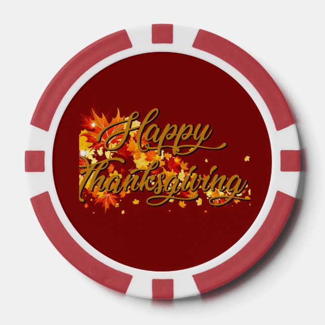Fichas De Póquer Feliz Día de Acción de Gracias (Anverso)