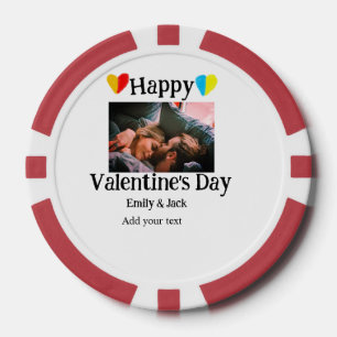 Fichas De Póquer Feliz Día de San Valentín agregar foto de nombre d