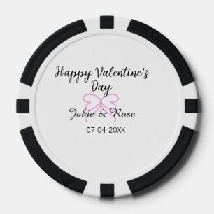 Fichas De Póquer Feliz día de San Valentín lazo de corazón rosa nom