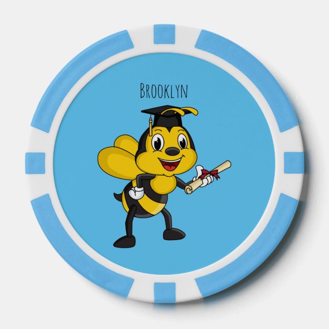 Fichas De Póquer Feliz graduación de abejas personalizados (Anverso)