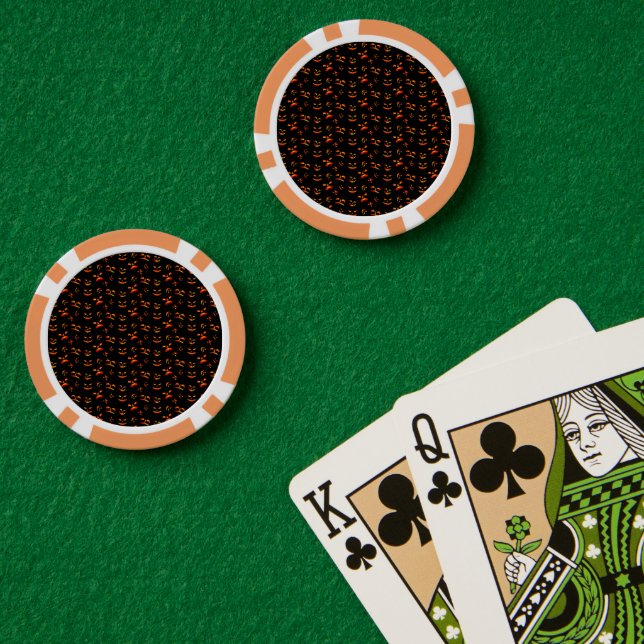 Fichas De Póquer Feliz Halloween caras brillantes de Jack-O-Lantern (Mesa de Poker (Doble))