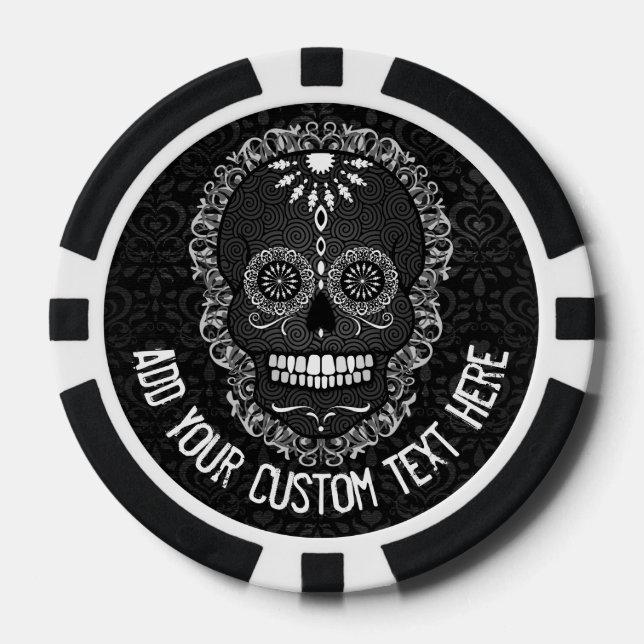Fichas De Póquer Feliz Muertos - Sugar Skull Personalizado Chips de (Anverso)