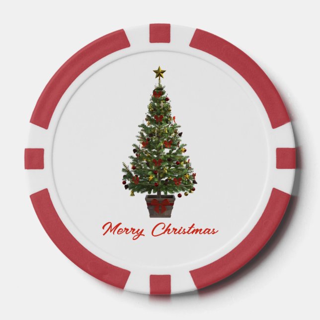 Fichas De Póquer Feliz Navidad. Árbol de Navidad (Anverso)