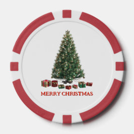 Fichas De Póquer Feliz Navidad. Árbol (diseño 1) con regalos