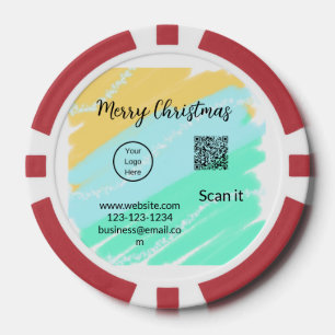 Fichas De Póquer Feliz Navidad código QR negocios agua verde amaril