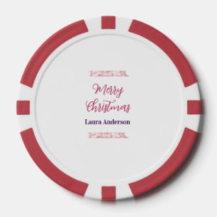 Fichas De Póquer feliz navidad rojo rosa brillo líneas nombre retro