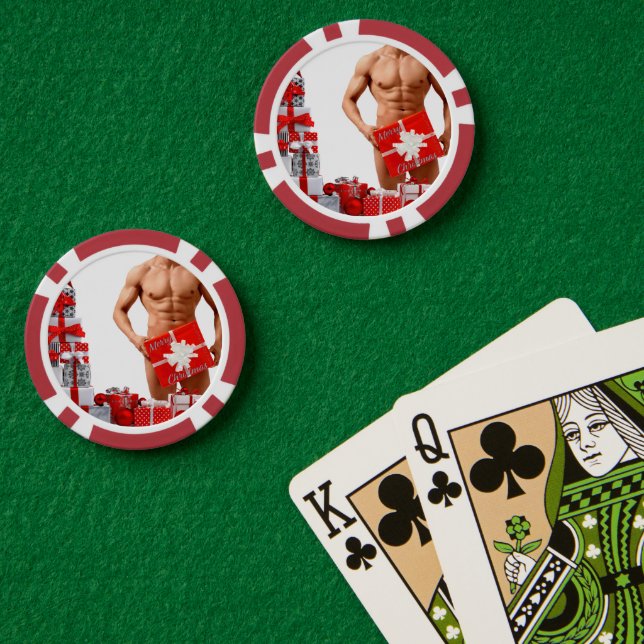 Fichas De Póquer Feliz Navidad SlipperyJoe regalo rojo blanco plata (Mesa de Poker (Doble))
