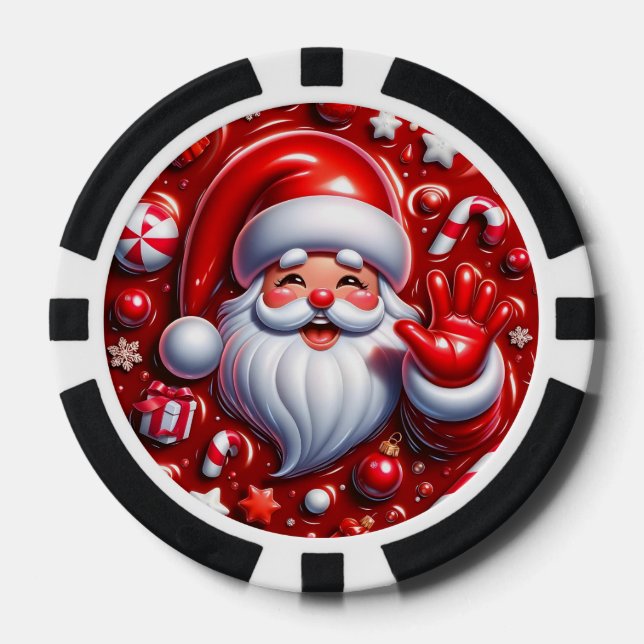 Fichas De Póquer Feliz Santa Waving Poker Chips - Festividad (Anverso)