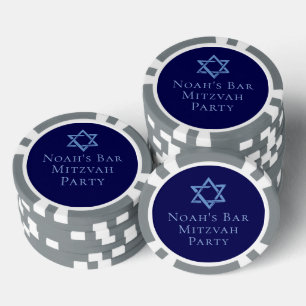 Fichas De Póquer Fiesta de Bar Mitzvah Estrella de David Azul Real