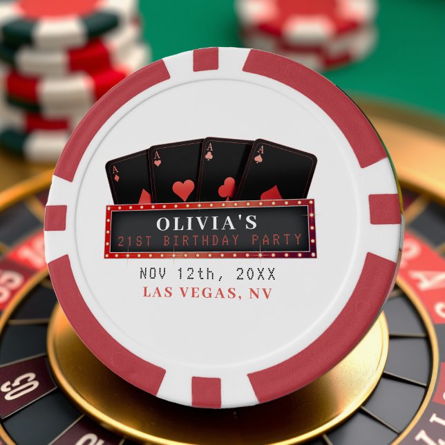 Fichas De Póquer Fiesta de cumpleaños 21 años de Poker Aces Rojo y  (Subido por el creador)