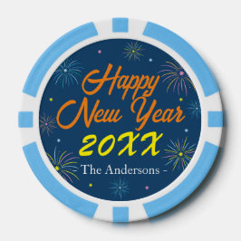 Fichas De Póquer Fiesta de Nochevieja de color plano - Azul