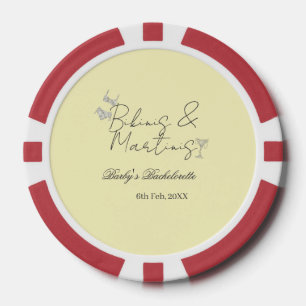 Fichas De Póquer Fiesta de soltera Bikins & Martinis amarillo retro
