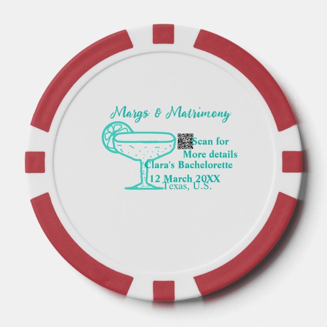 Fichas De Póquer Fiesta de soltera Margs & Matrimonio Turquesa (Anverso)
