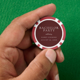Fichas De Póquer Fiesta de Soltero Clásica Burgundy Maroon para Hom